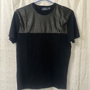 Black faux leather tee